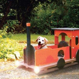 Syrius and Spirou playing with their train